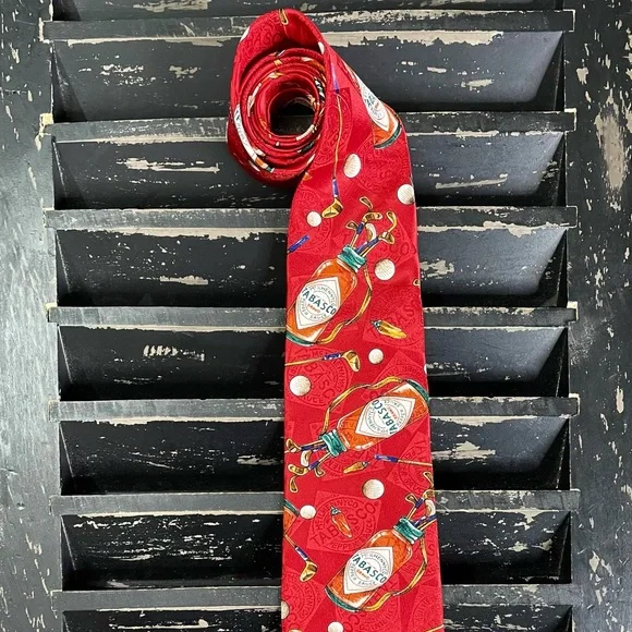 TABASCO Men’s Tabasco Bottle Golf Bag 100% Silk Novelty Neck Tie - Picture 3 of 7